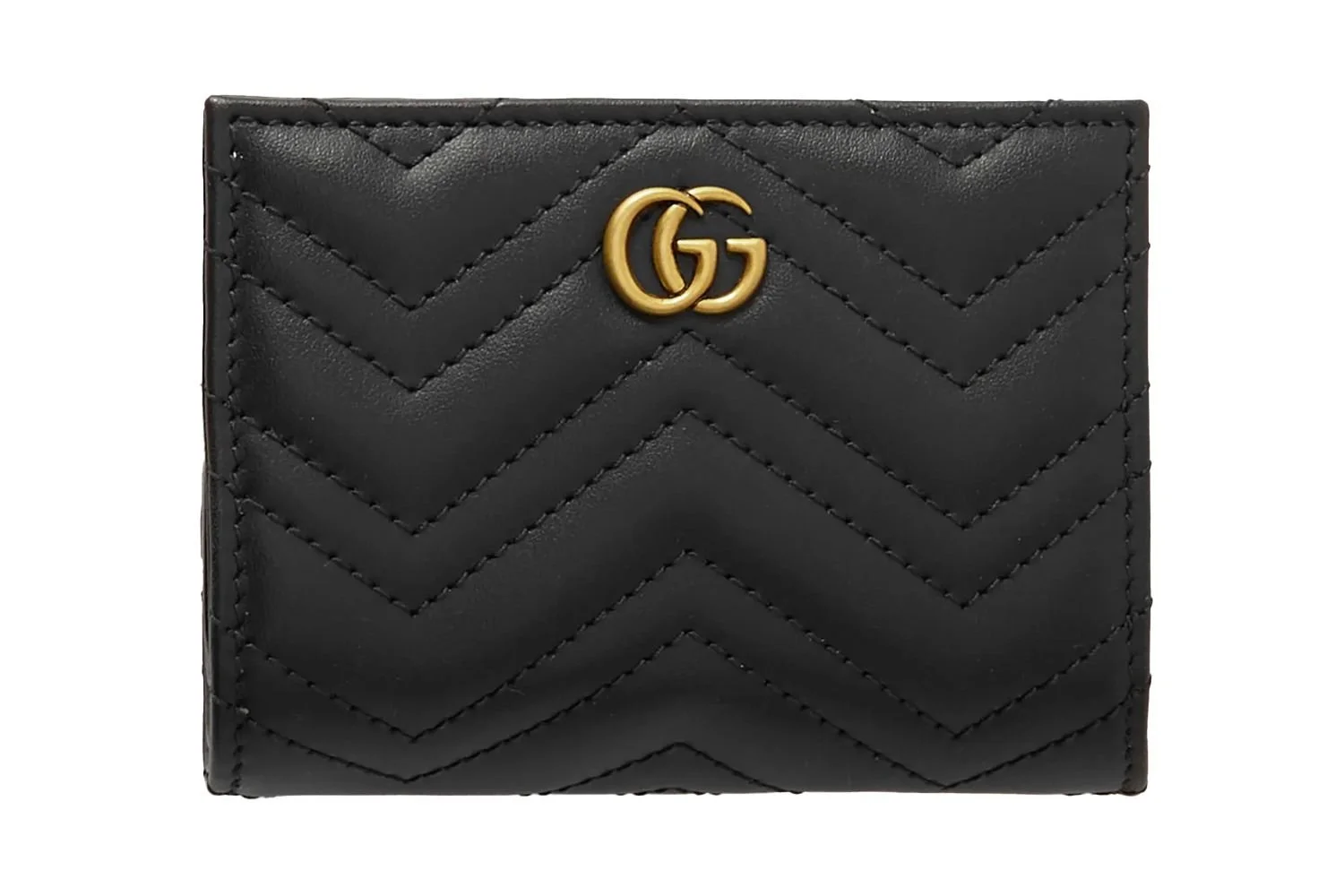 Portacarte Gucci GG Marmont in pelle nera matelassé