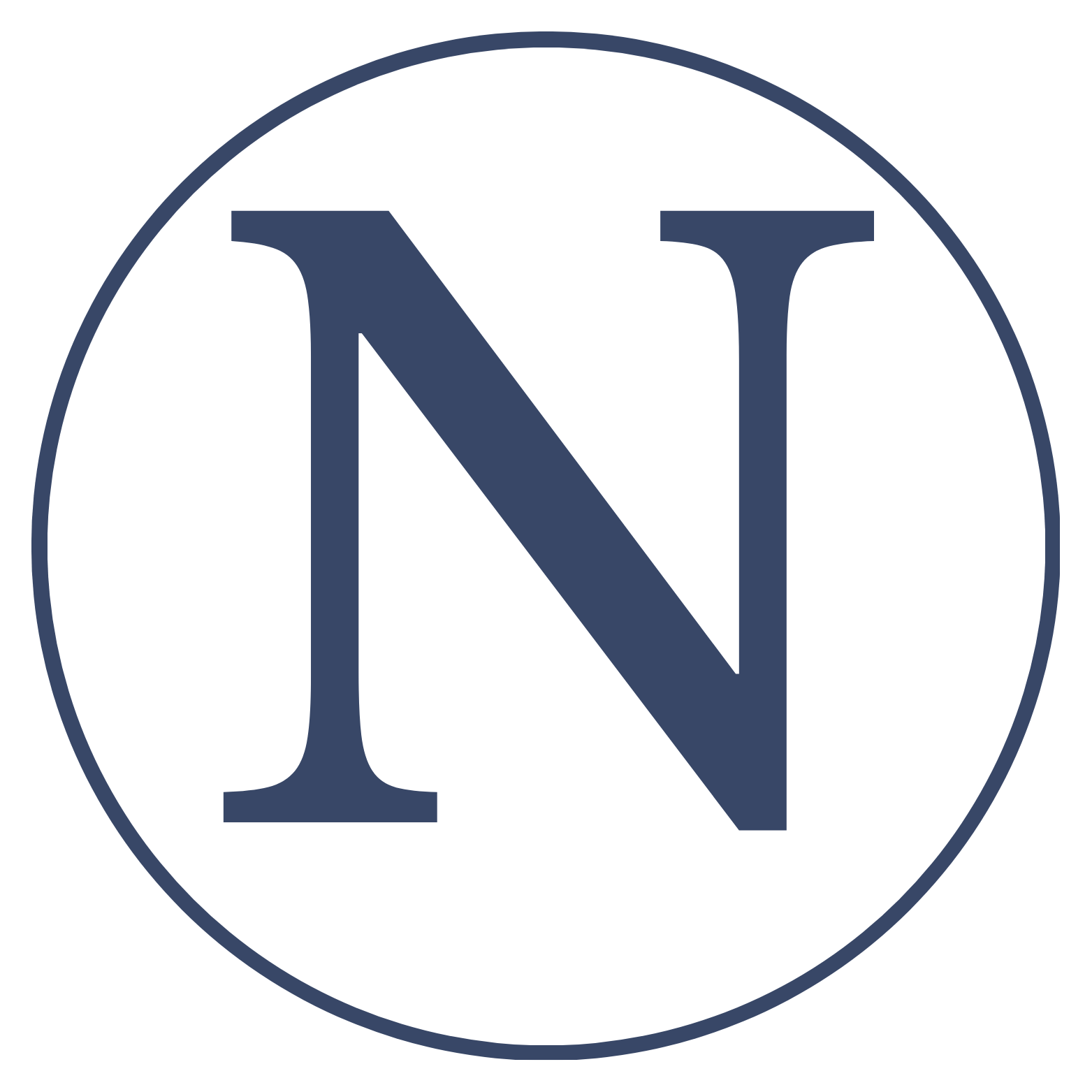 Logo of the New York Knicks featuring a navy blue 'N' inside a white circle with a navy blue border.