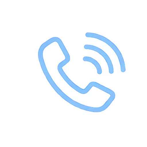 Neon blue outline of a telephone receiver with Wi-Fi signal lines