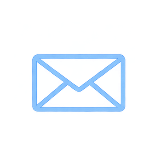 Outline of a blue envelope icon with the words 'Email' at the top.