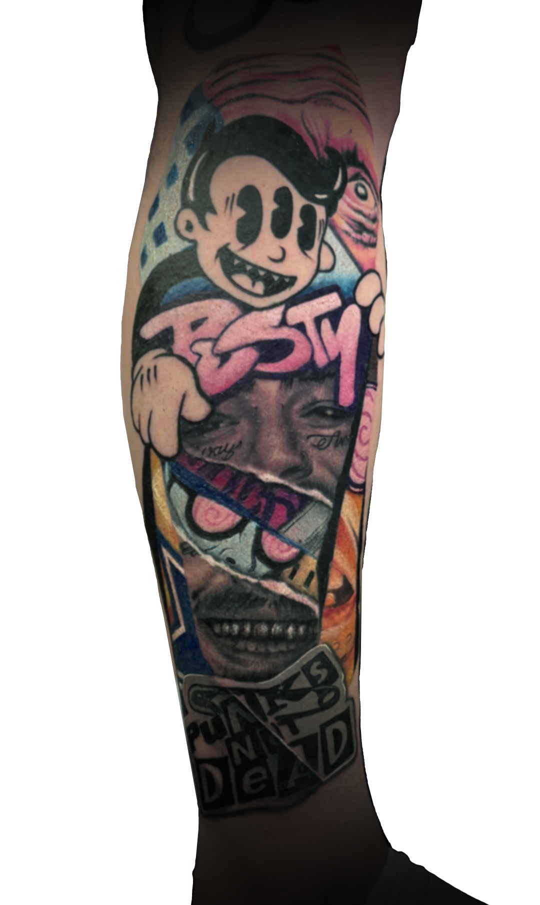Custom post Malone tattoo by Slush Tattoos in Akron, Ohio