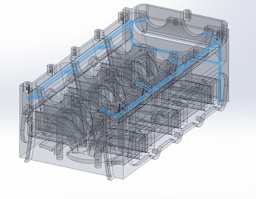 Fig 8. Design of lubrication channel for the cylinder head