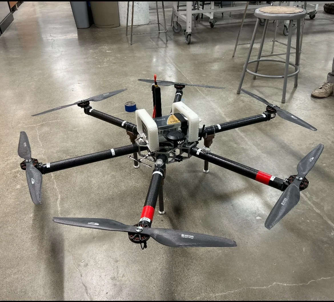 Fig 1. 2024-2025 drone which will be used for testing this year