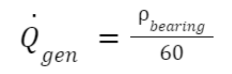 Fig 1. Heat generated equation from the windage losses, based on the density after the bearing constriction