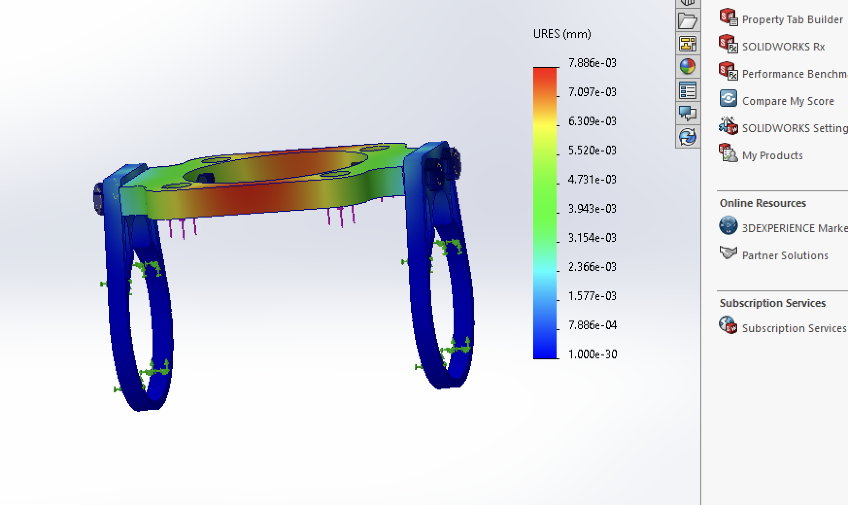 Fig 2. Deflection plot of the new mount design