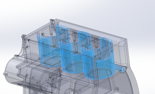 Fig 4. Design of coolant channels within the engine block