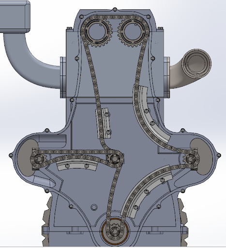 Fig 3. View of the balance and timing assembly that I designed and did analysis for