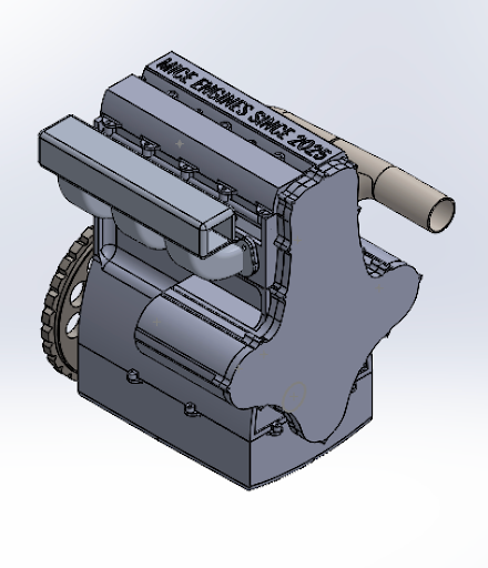 Fig 2. Isometric view of the full engine assembly as presented in our final presentation.
