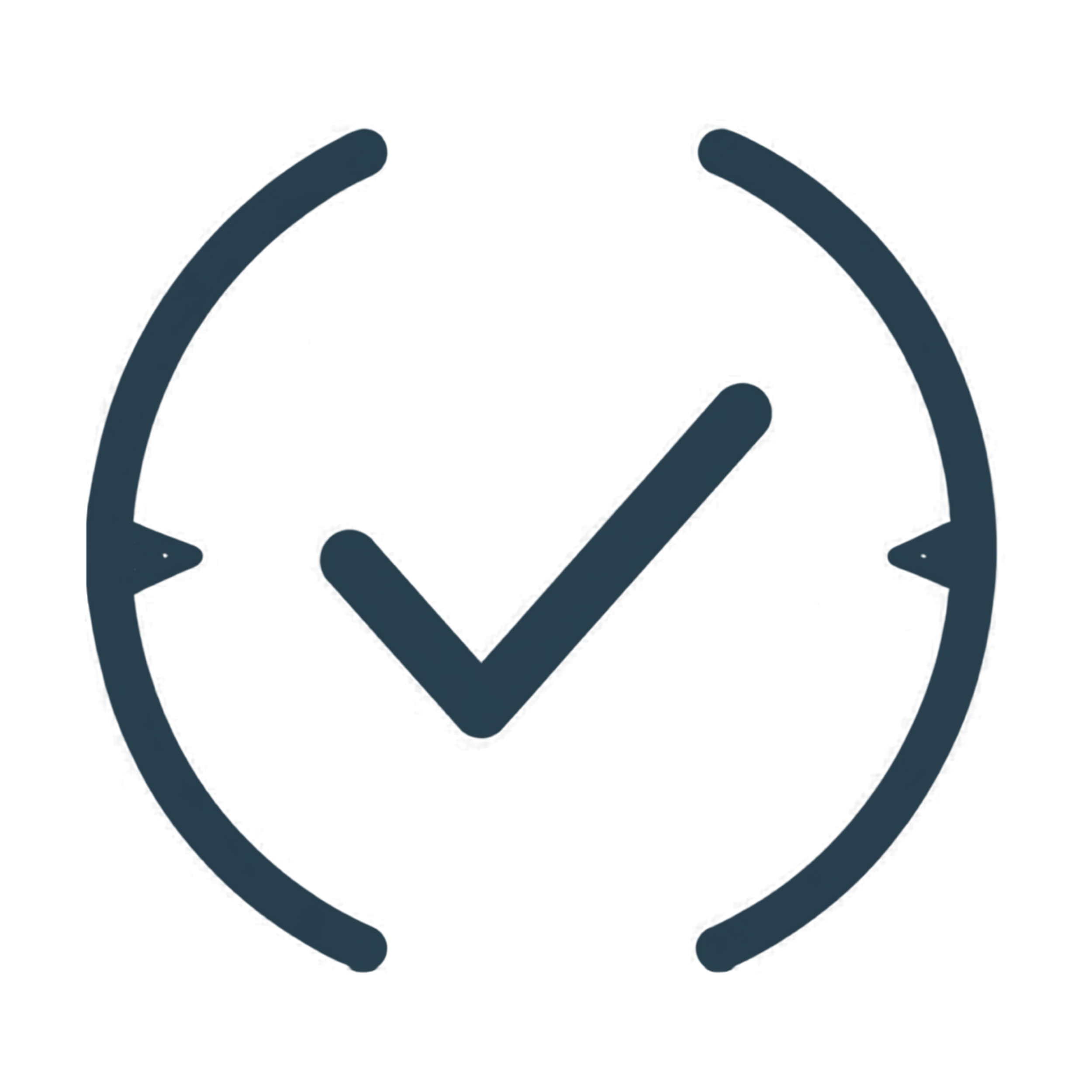 An icon of a check mark, surrounded by rounded lines.