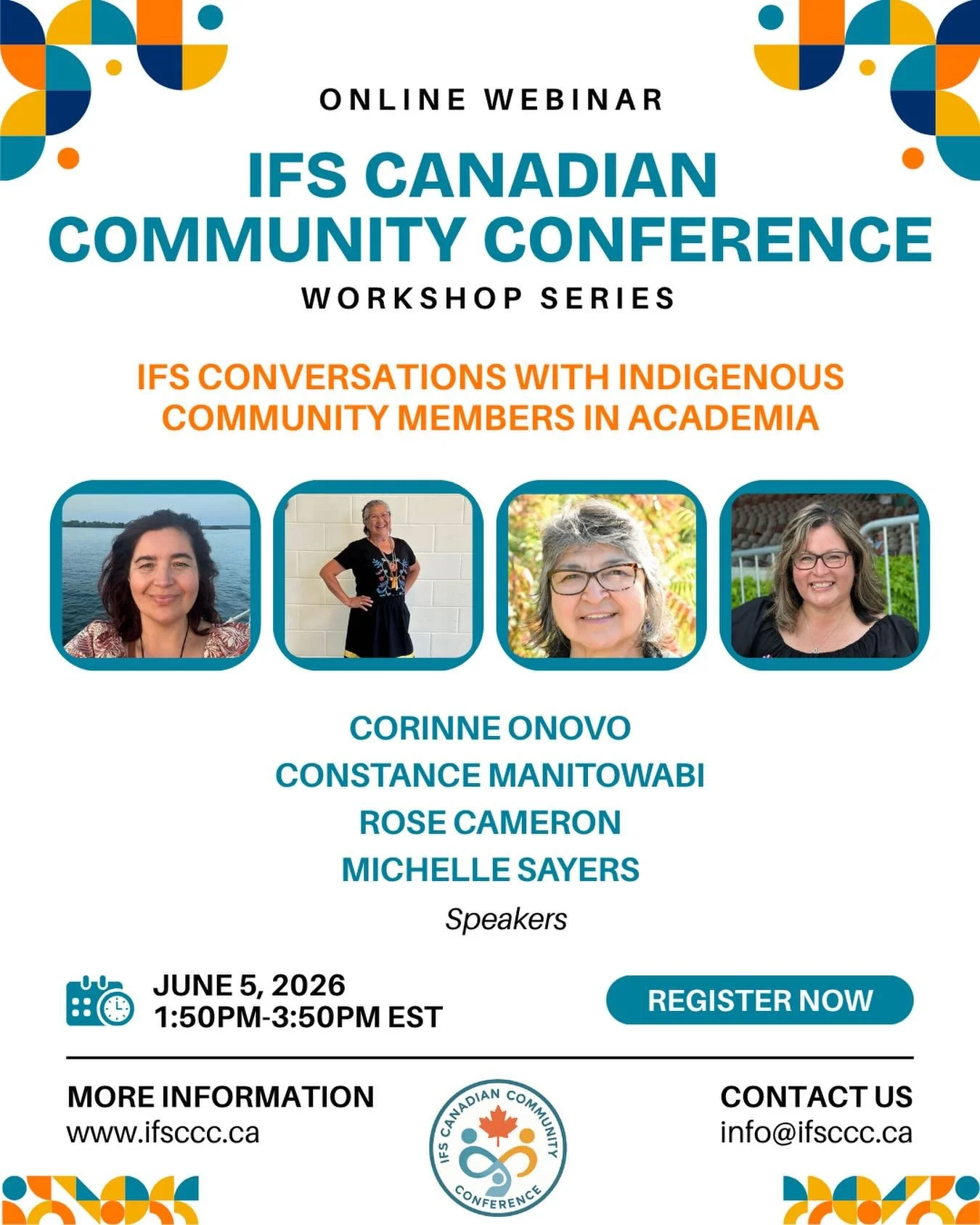 ✨ IFS Conversations with Indigenous Community Members in Academia

🎤 Speakers:
Corinne Onovo
Constance Manitowabi
Rose Cameron, Associate Professor, Algoma University
Michelle Sayers

In November 2025, thirty-three Indigenous therapists and practiti