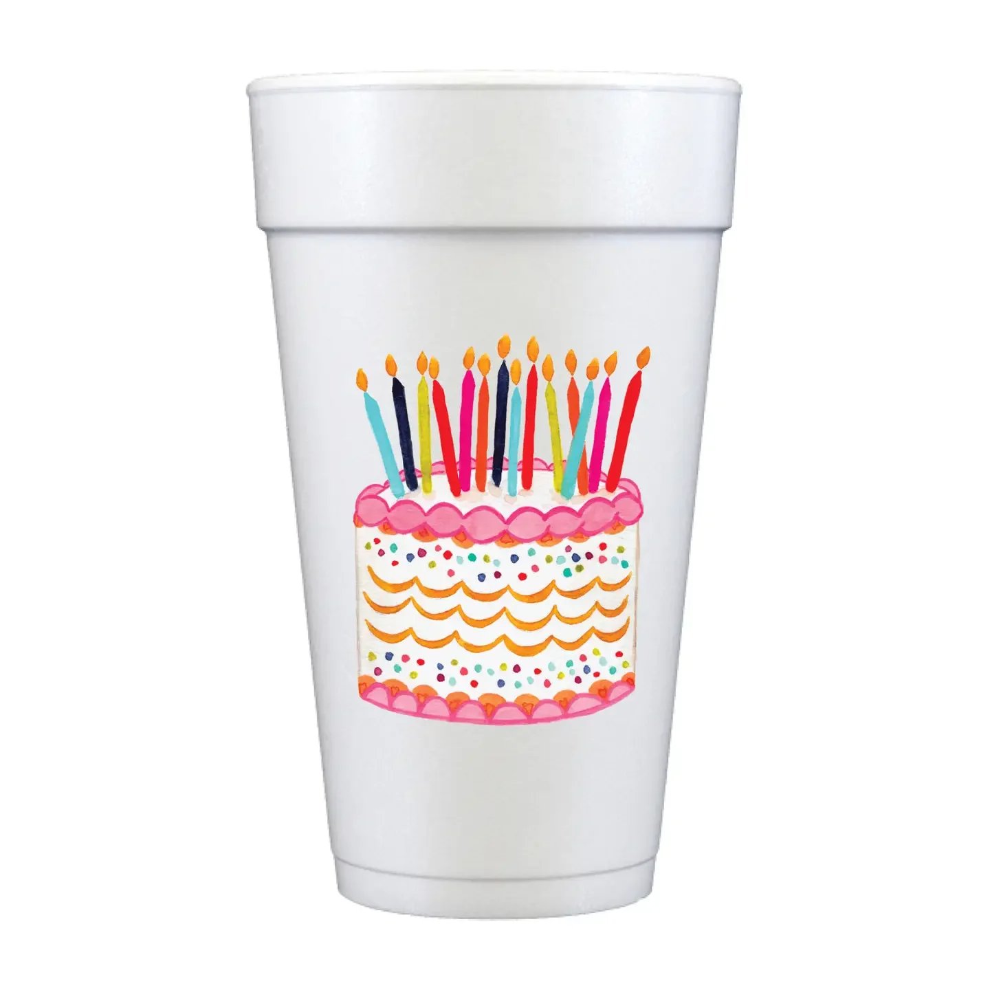 Birthday Cake Foam Cups (Full Color)