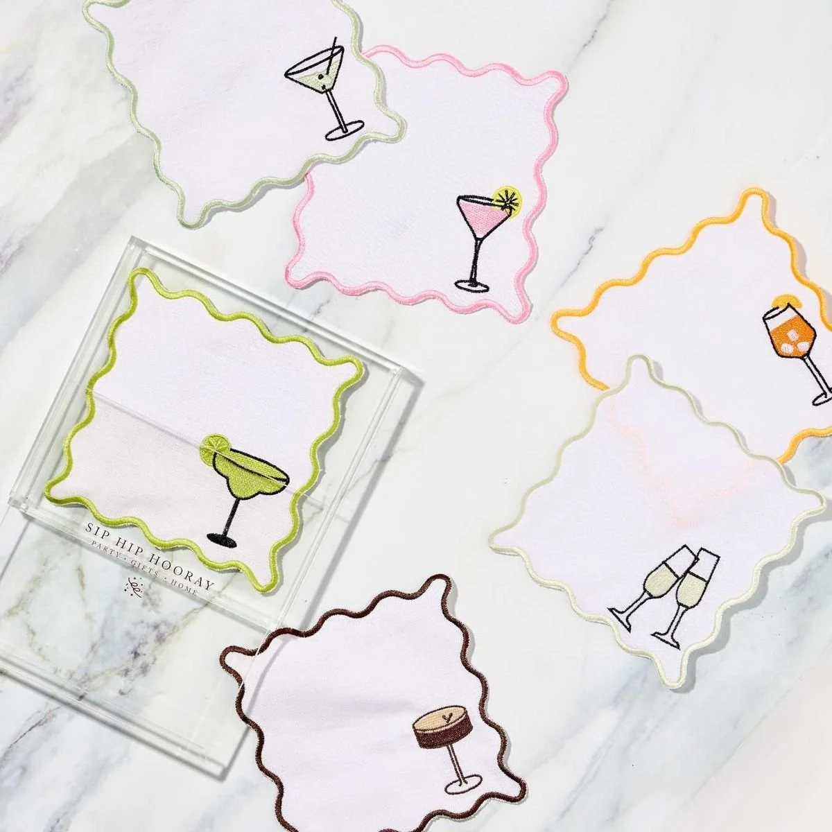 Set of Embroidered Cocktail Napkins