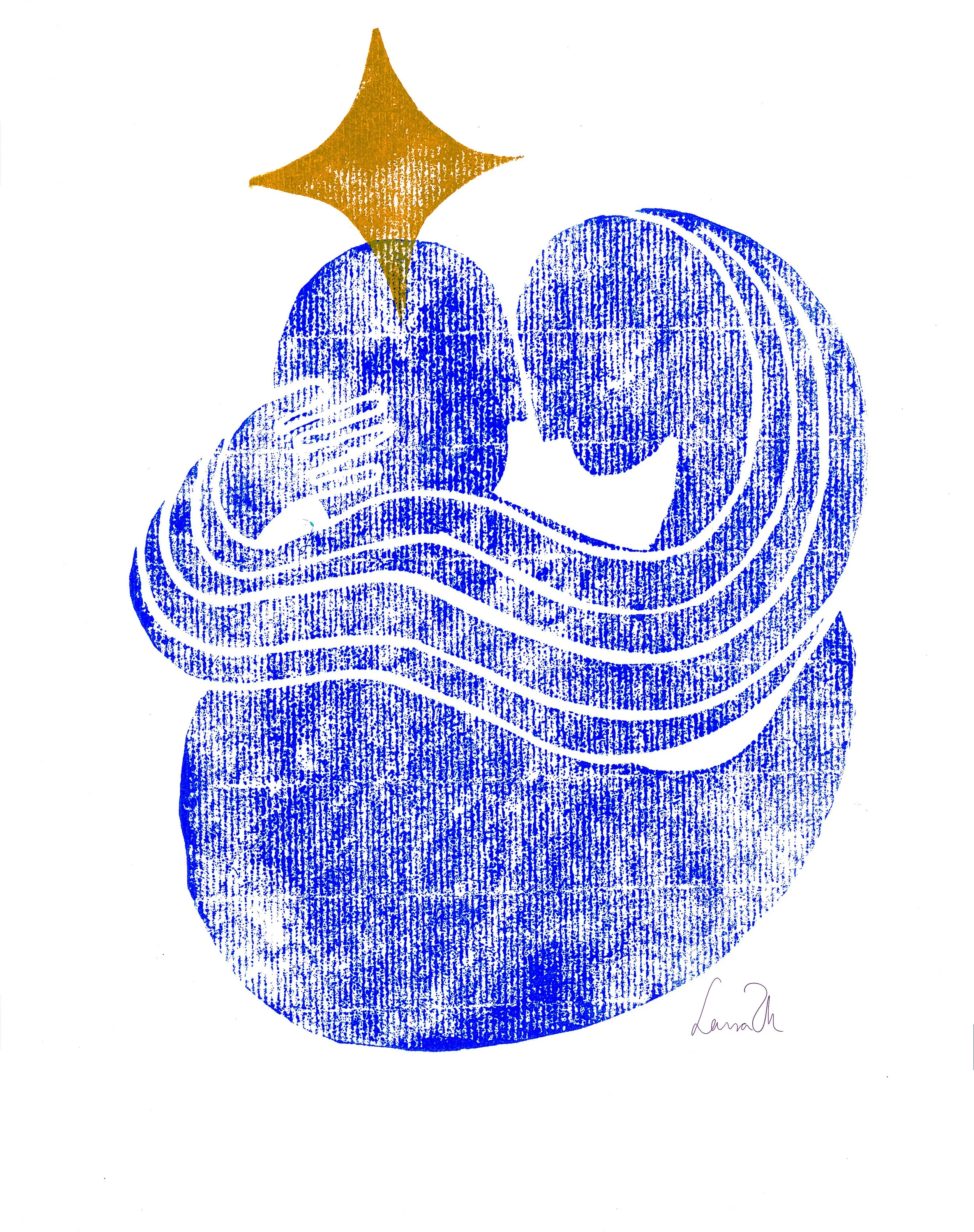 Linocut illustration of a loving couple.