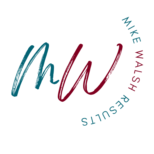 Logo with stylized letters 'M' and 'W' and the text 'Mike Walsh Results' curved around the letters.