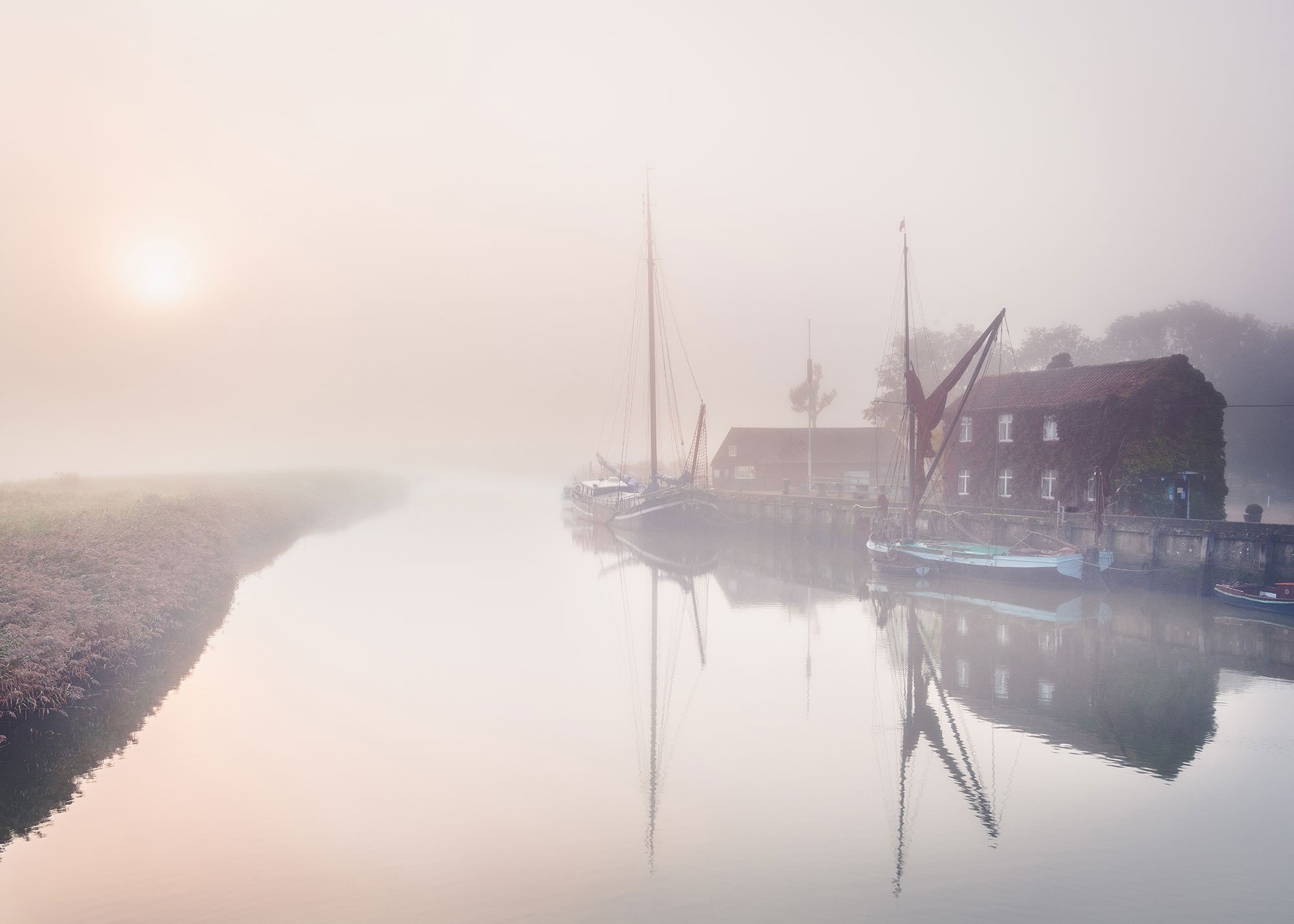 Misty morning,  Snape Maltings