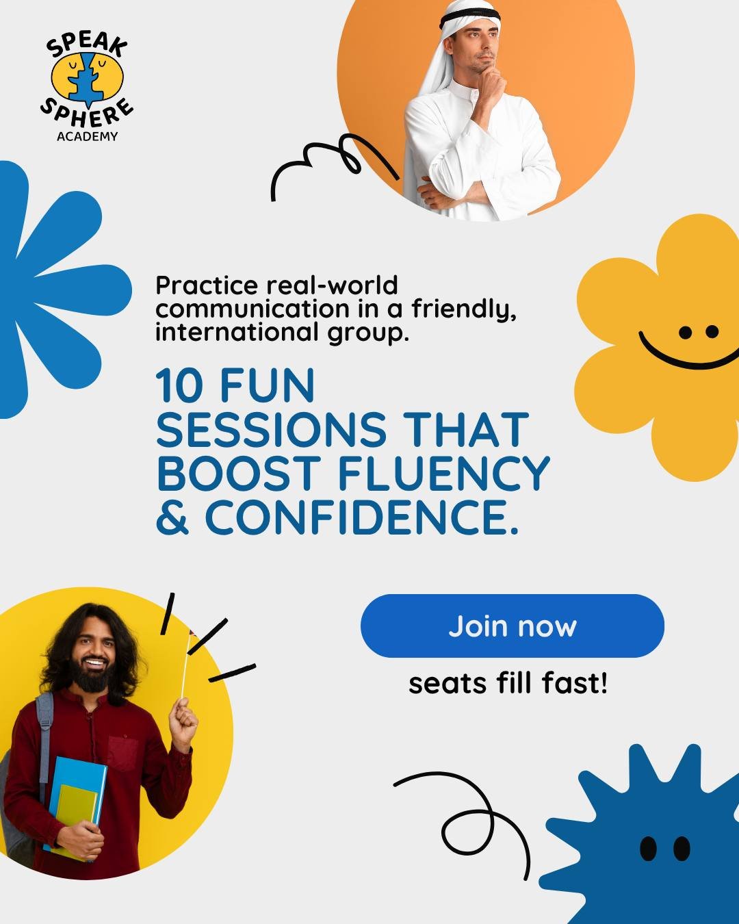 10 sessions. Real practice. Supportive people.
Seats go fast &mdash; practice with us.

 #SpeakEnglishDaily #ConversationPractice #InternationalFriends #BoostFluency #JoinTheClub 🌍🗣️💫