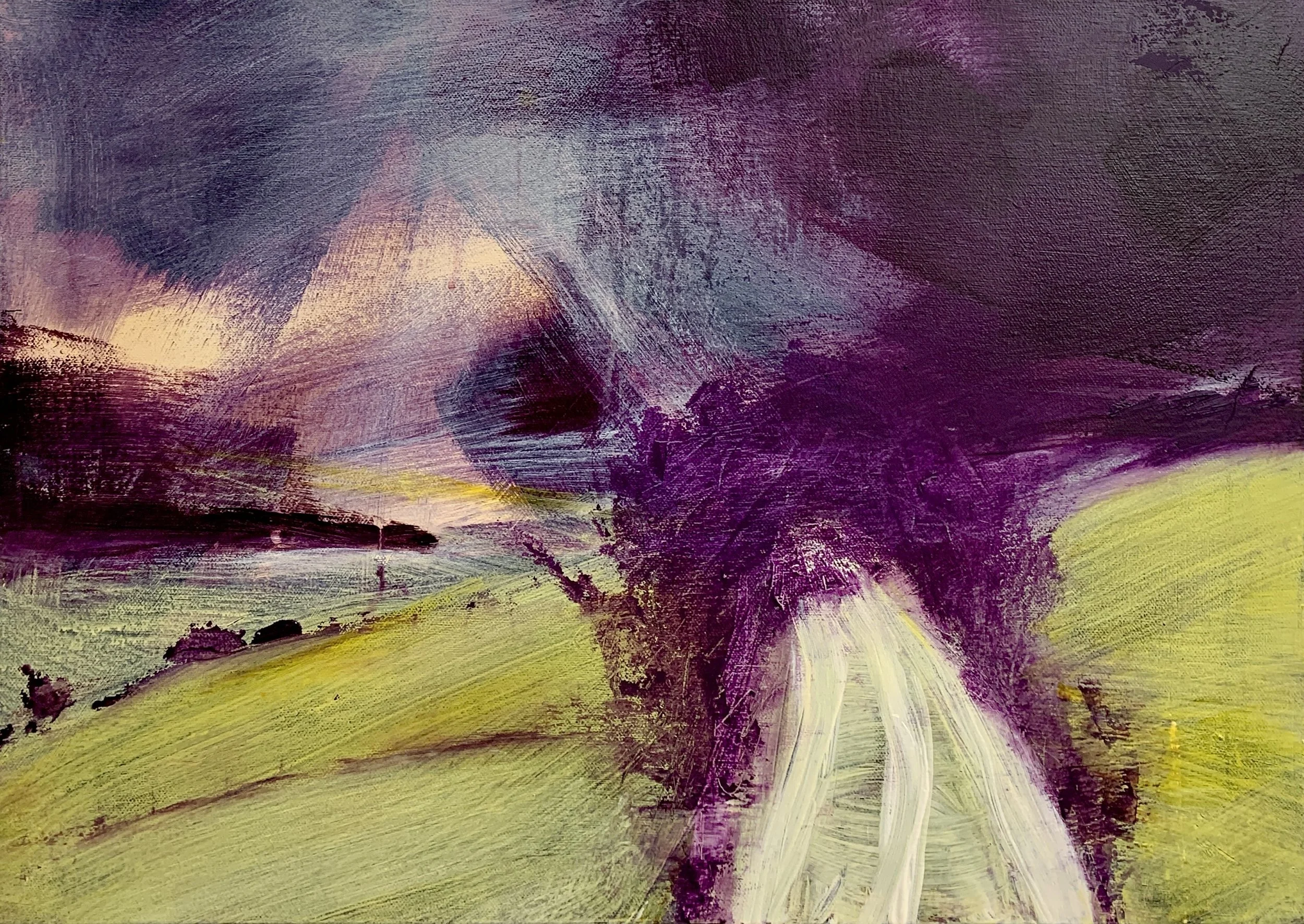 Avebury minor 9th iv. 2026. Acrylic, oil, oil stick on canvas. 42. X 59.5 x 1.5 cm.