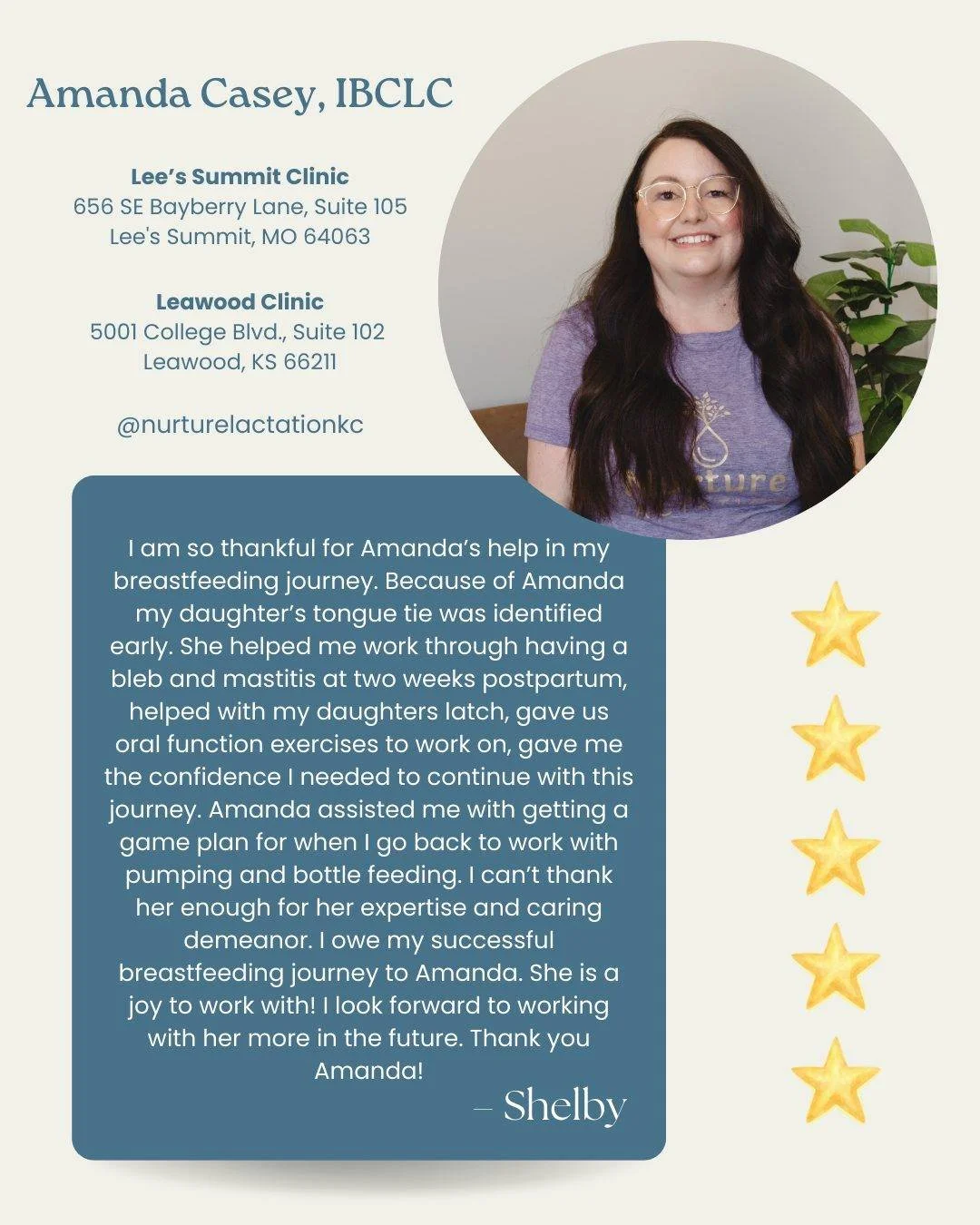 We&rsquo;re so thankful for the care Amanda brings to every family she works with 🌿

As an IBCLC, Amanda focuses on more than feeding&mdash;she focuses on you. Her supportive, patient, and knowledgeable approach helps families feel heard, supported,