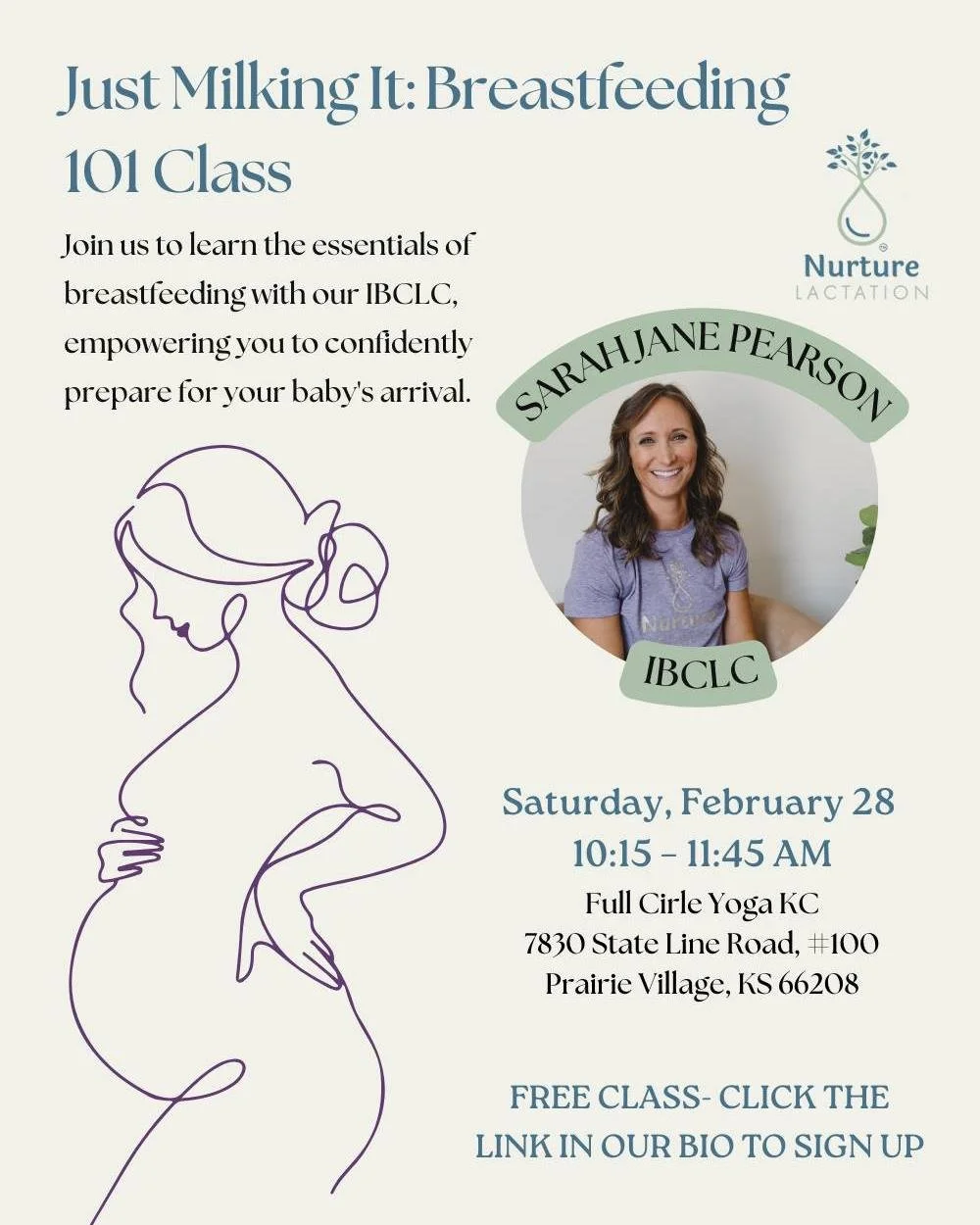 Preparing for baby and want to feel confident about feeding? Join us for a FREE breastfeeding basics class led by our IBCLC, Sarah Jane. 👐

🗓 Saturday, February 28
⏰ 10:15&ndash;11:45 AM
📍 Full Circle Yoga KC | Prairie Village, KS

We&rsquo;ll cov