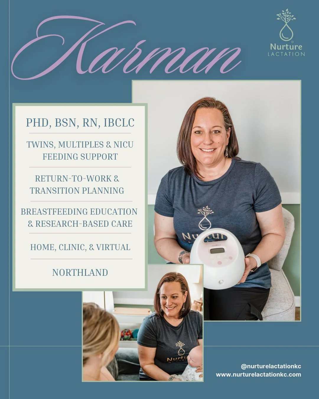 ✨ MEET THE TEAM ✨

As we continue introducing the women behind Nurture Lactation during this season of growth and new branding, today we&rsquo;re excited to highlight another incredible member of our team 💚

Meet Karman!

Karman is a mom of four &md
