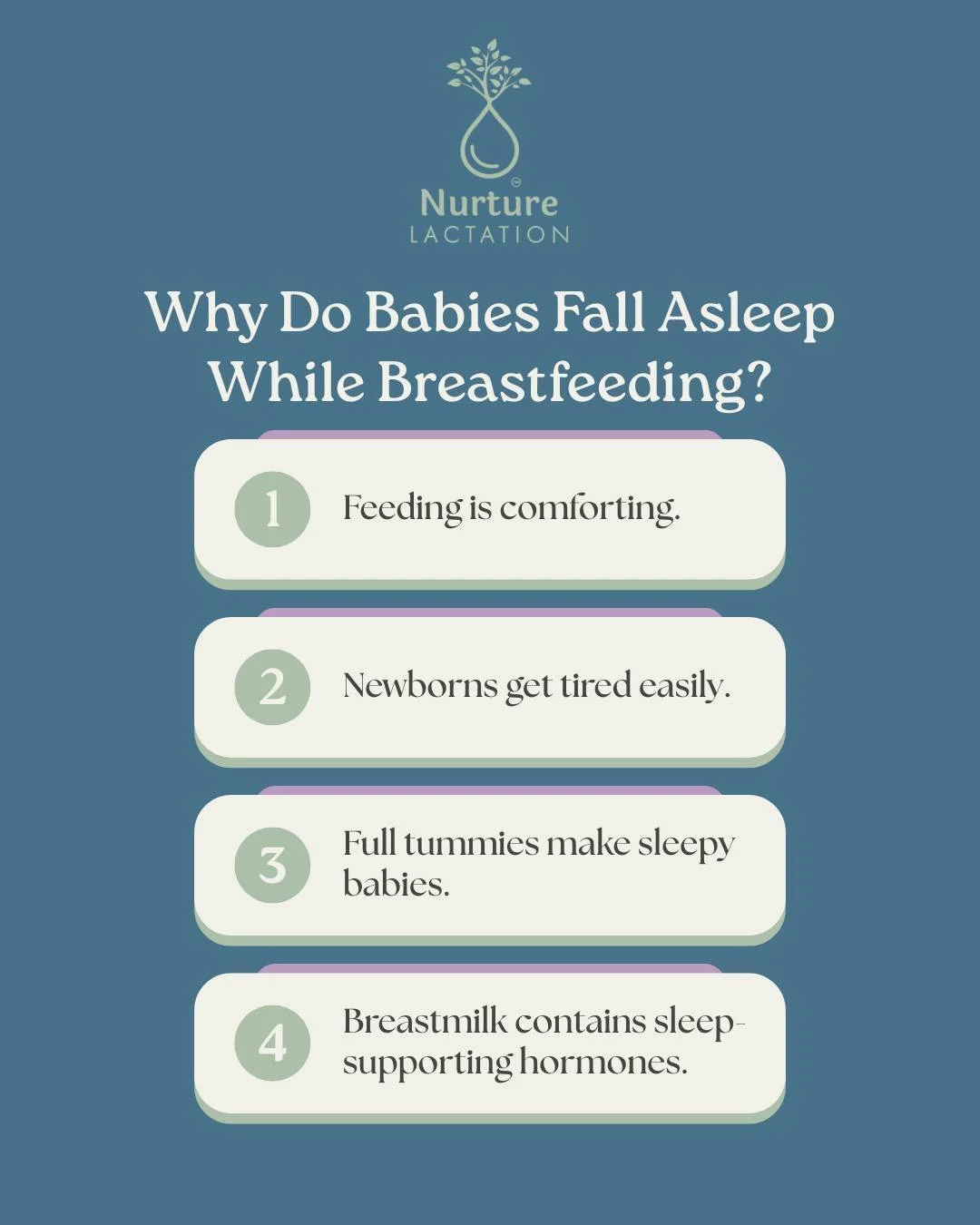 Many newborns fall asleep while breastfeeding &mdash; and most of the time, it&rsquo;s completely normal.

Here are a few reasons why it happens:

1. Feeding is comforting
Breastfeeding releases hormones that help babies relax and feel safe.

2. Newb