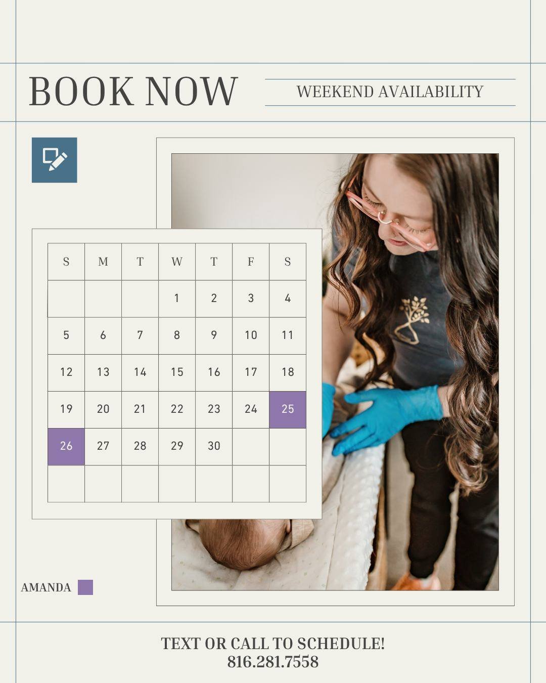 Upcoming weekend availability! 💫

Amanda has opened her calendar for some clinic availability THIS WEEKEND! Take advantage of these abnormal hours and come see her at the Lee's Summit clinic! Perfect for busy working families needing extra support! 