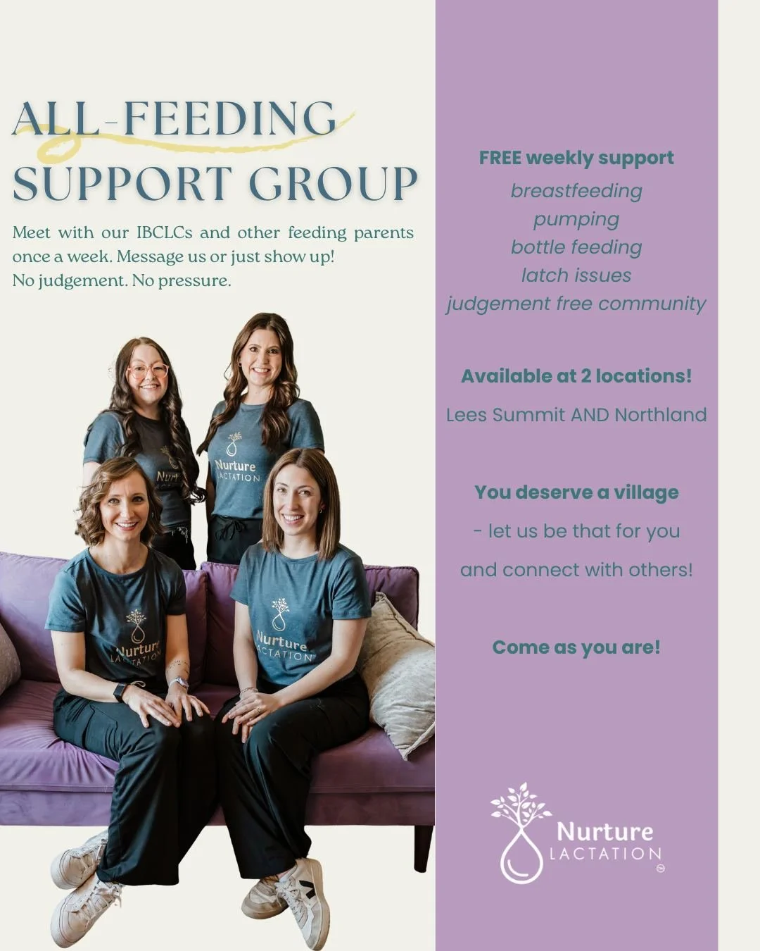 🌟🤱 FREE Support Groups This Week! 🤱🌟
Need encouragement, answers, or just a space to connect with other feeding families? 💕 You are NOT alone &mdash; and we&rsquo;d love to support you! 🫶🍼

✨ Join our FREE weekly support groups at Nurture Lact