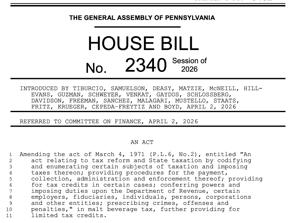 HB 2340 Advances, Delivering Momentum for PA Breweries