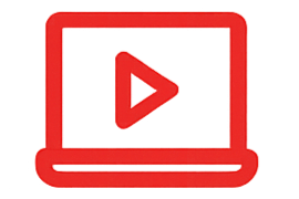 Red computer monitor displaying a watch icon
