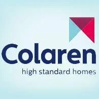Logo of Colaren with the tagline 'high standard homes' and a geometric design of a house roof in pink and blue.