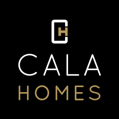 Cala Homes logo with a black background and minimalist design