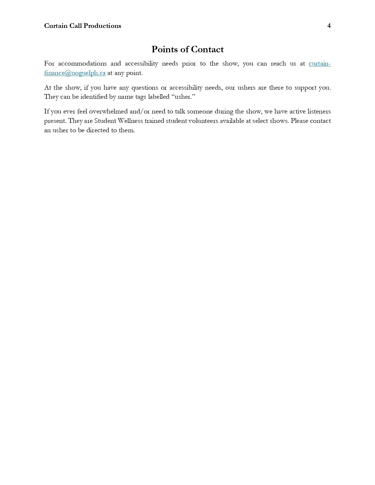 Text document with contact information and instructions related to accessibility.