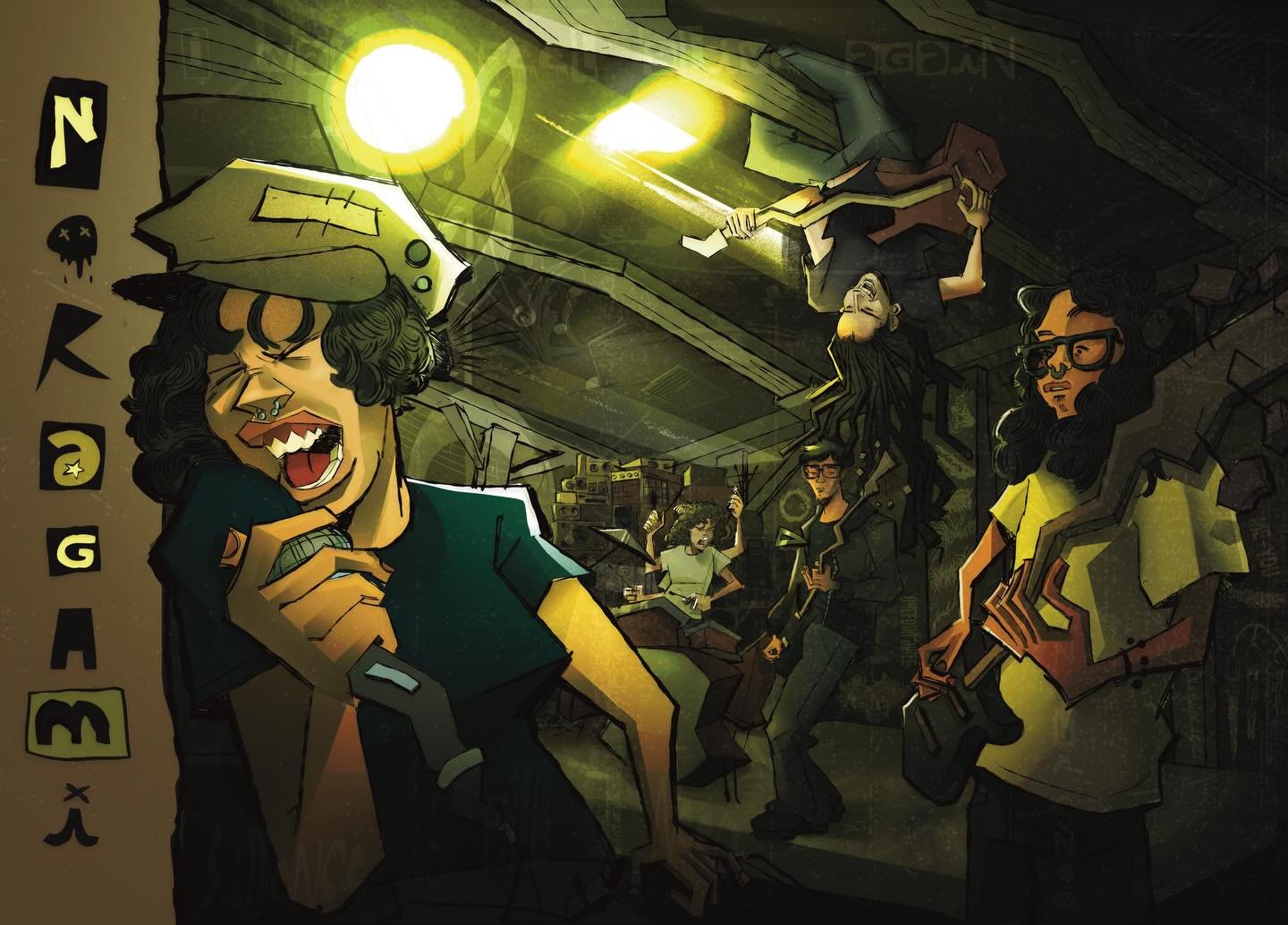 I heart screamo

Had a project and decided to incorporate one of my fave local socal bands @noragamiband 

This was a very fun project to experiment with my style and finally draw a band I&rsquo;ve been trying to draw since 2023 (I think?). So cuz of