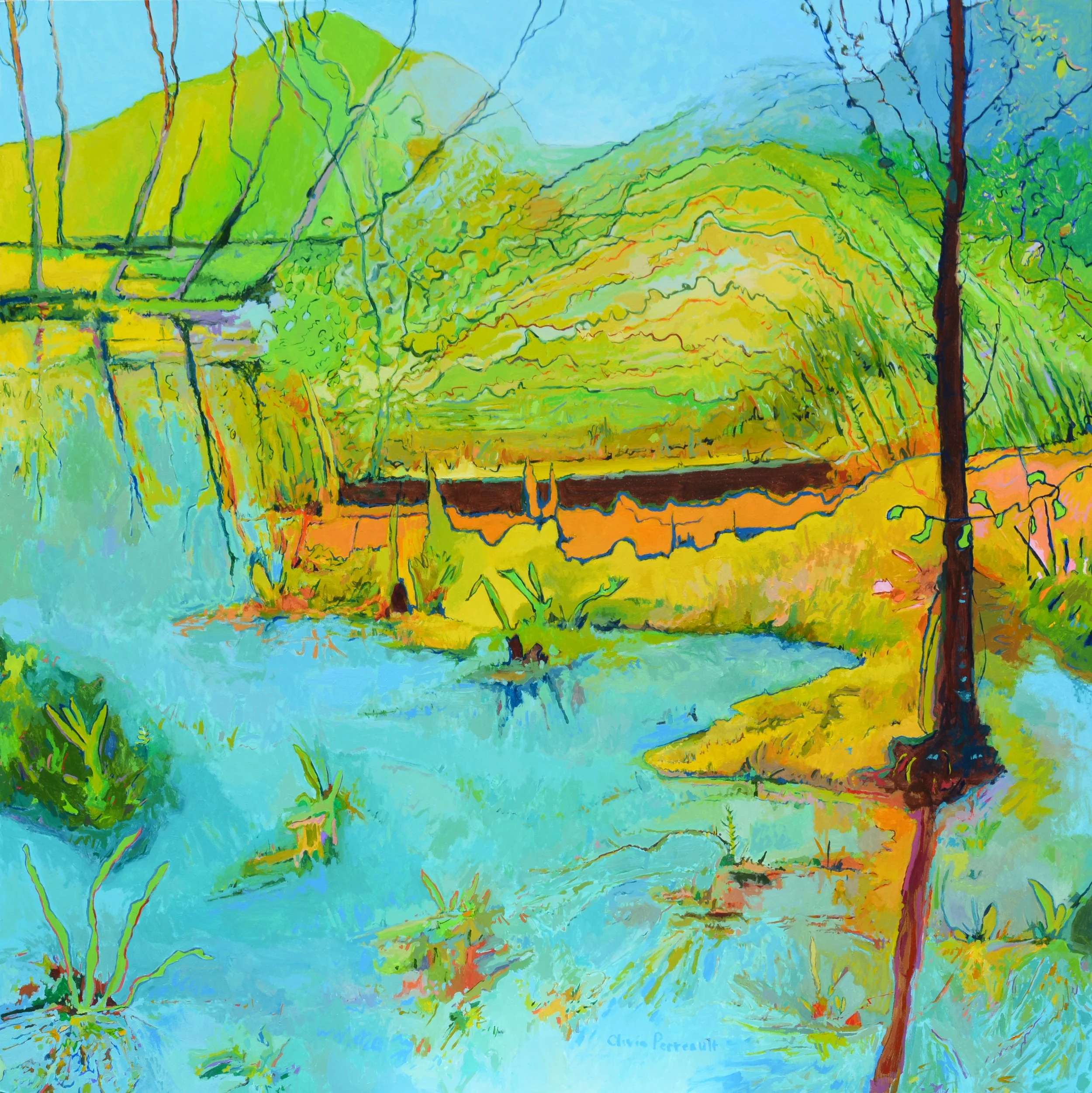 Tangled Vines, Visit by the Marsh_Wood_36%22 x 36%22_$3400_2025.JPG