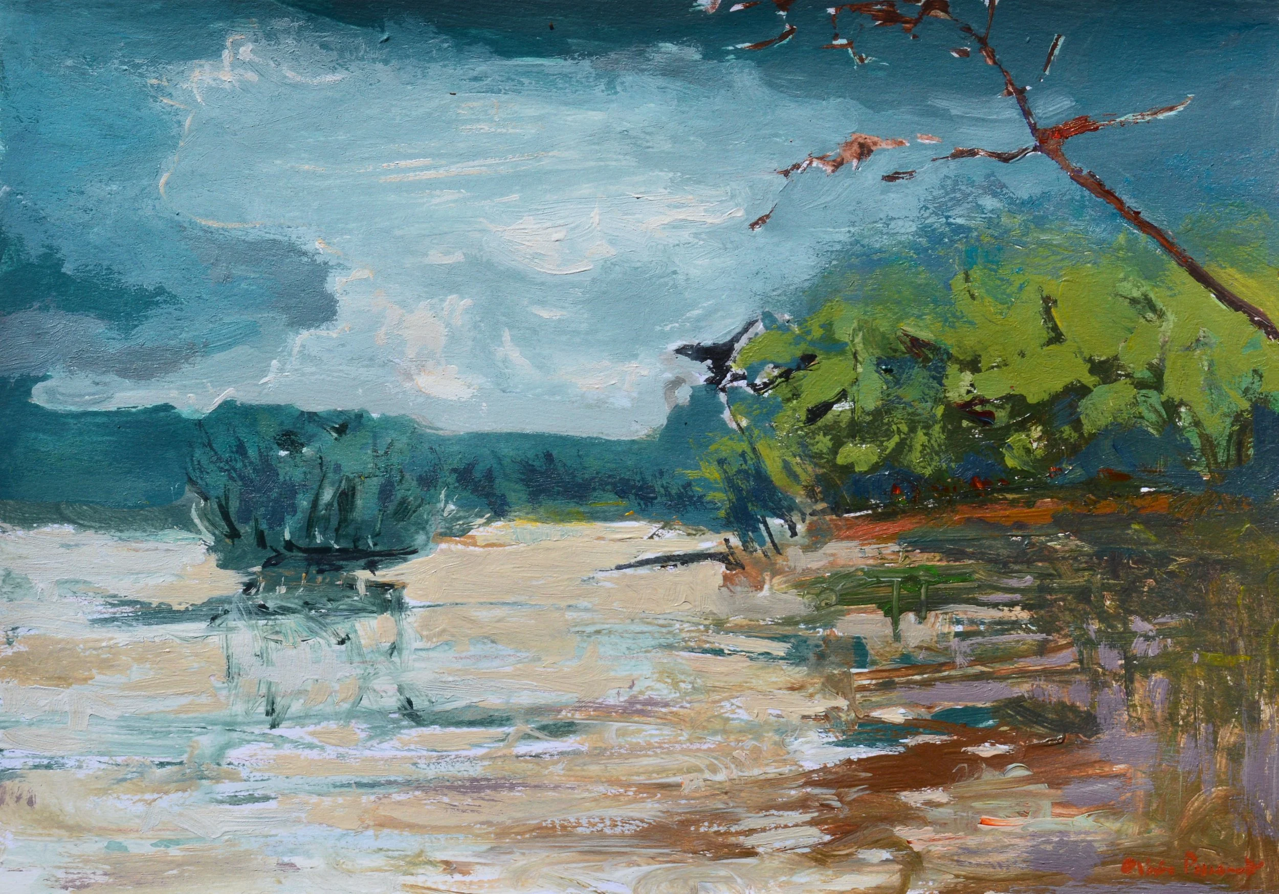 Olivia Perreault_Teal Blue Billowing Skies_7%22 x 10%22_ $210_ Paper.JPG