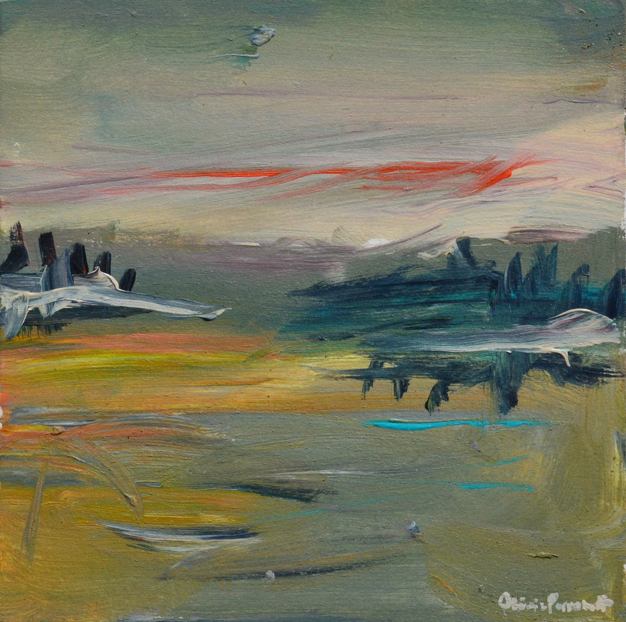 Olivia Perreault_Sunset Through the Haze_ 5%22 x 5%22_ $110_ Board.JPG