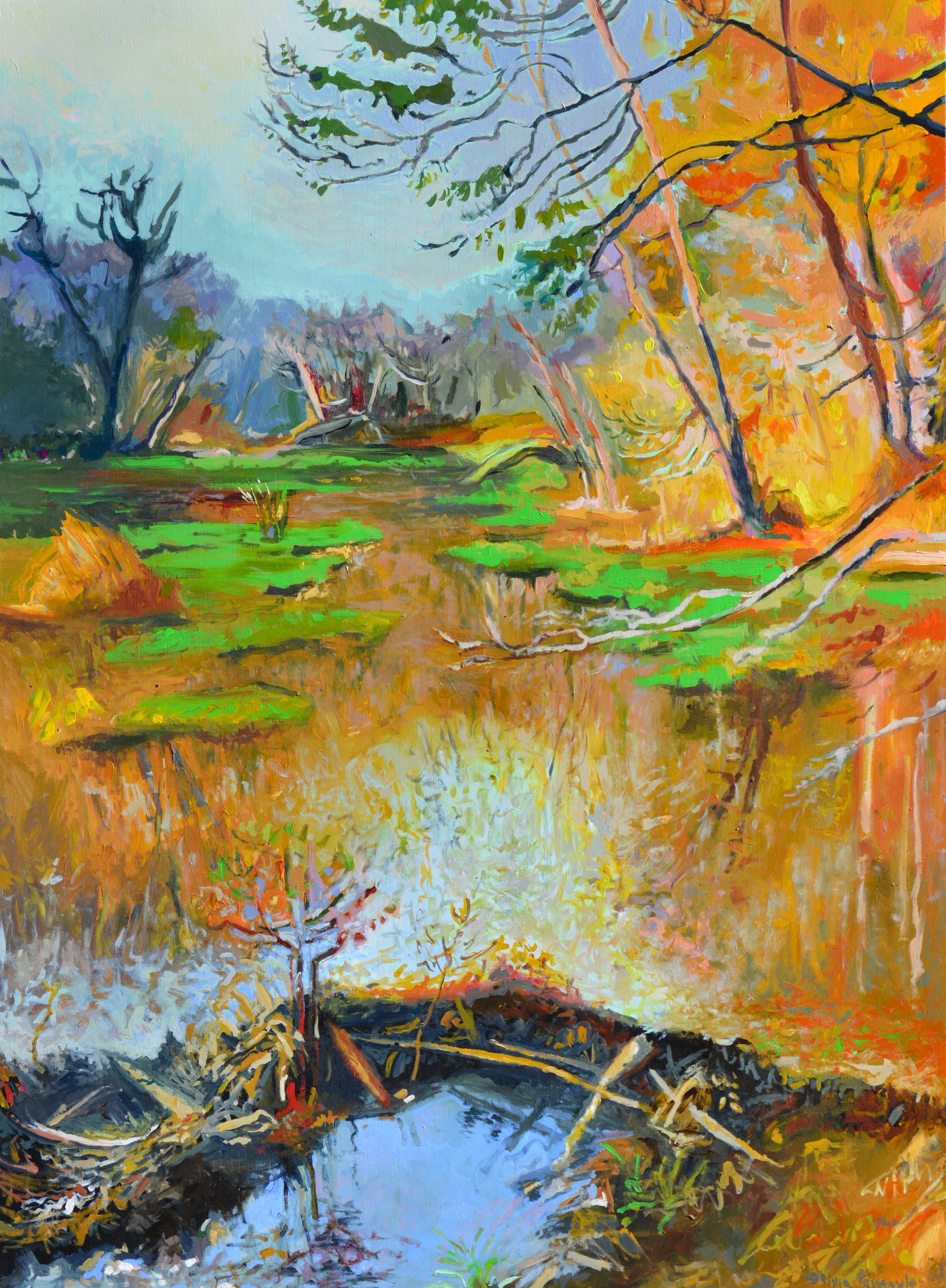 Olivia Perreault _Beaver Dam in Autumn_ 22%22x30%22_$900.JPG
