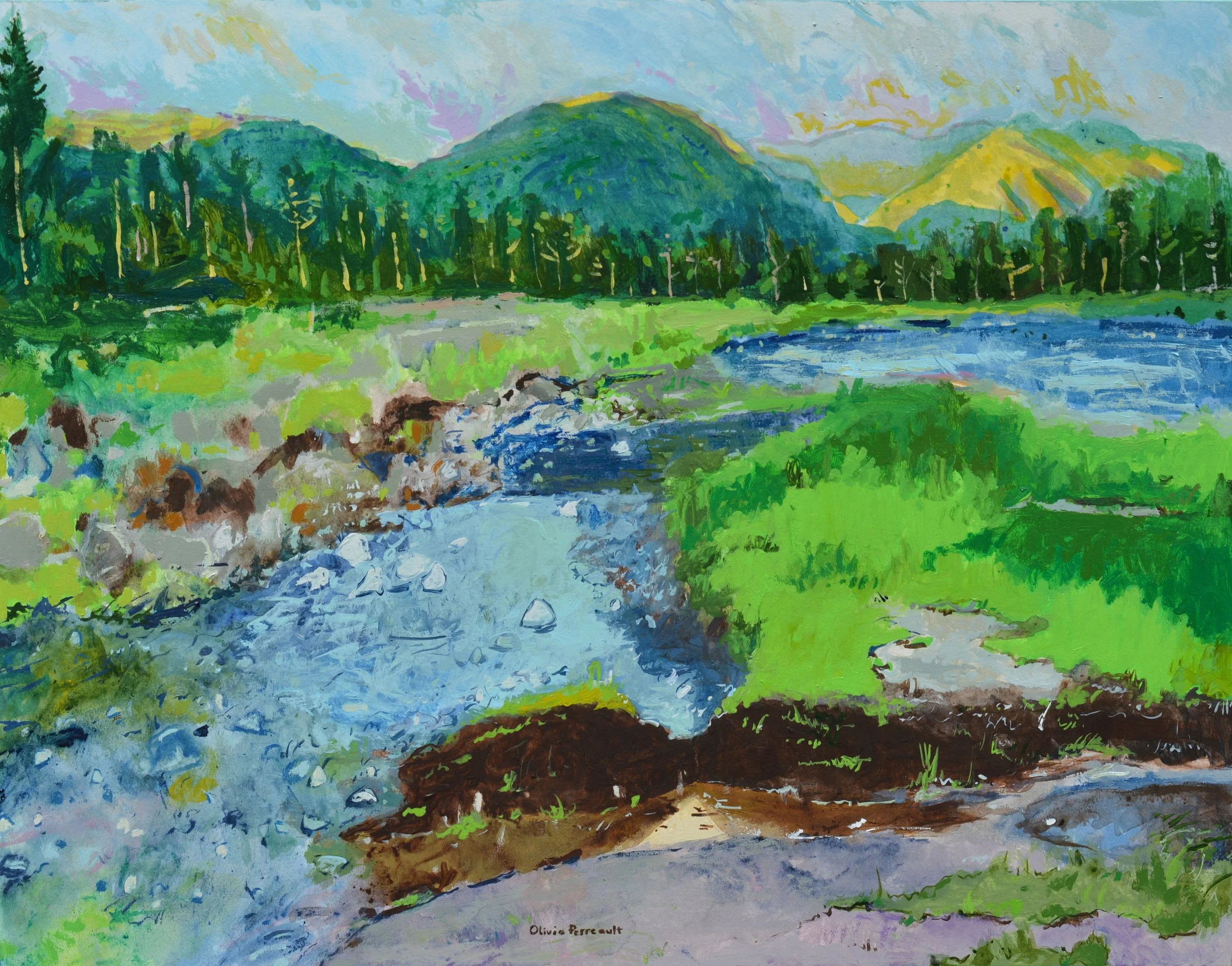 Olivia Perreault_Idyllic Spring Day (Phelps and Tabletop Mountains Trail, New York)_Acrylic on Mixed Media Artboard_11%22x14%22_$450.JPG