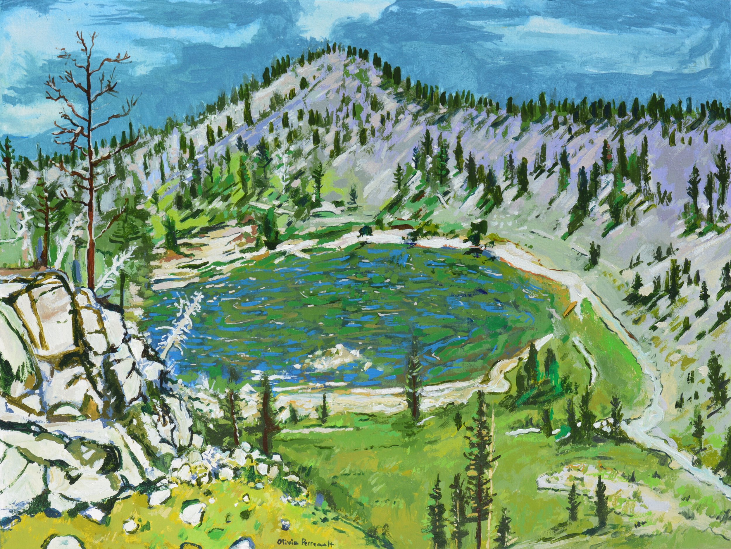 Olivia Perreault_Lake Catherine Via Brighton Lakes Trail, Utah_Acrylic on Mixed Media Board_9%22 x 12%22_$325 copy.JPG