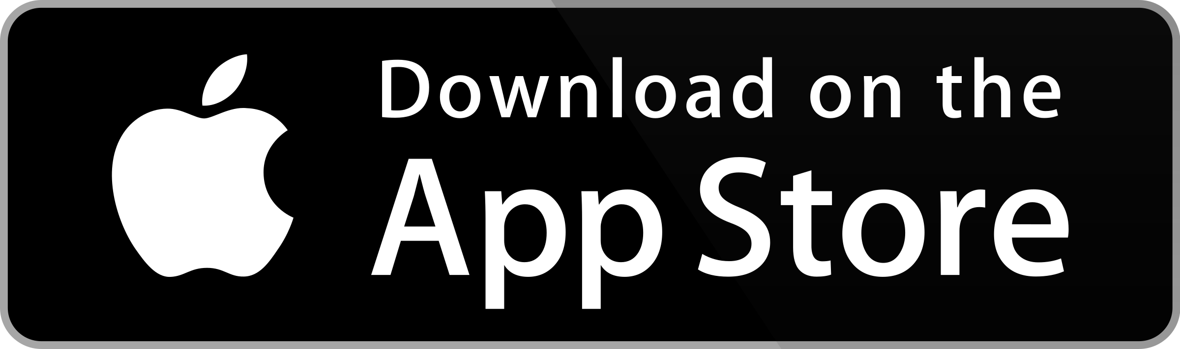 Black and white download button for the Apple App Store with the Apple logo and text