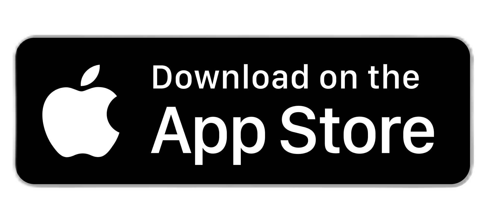 Black and white digital badge with Apple logo and text inviting users to download an app from the App Store.