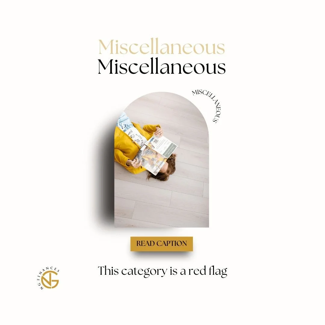 What does miscellaneous tell you? This is a giant red flag for your finances.

Miscellaneous tells you, your accountant, and the CRA two things:
1. You don't know where your money is going
2. You're hiding something

Vague categories signal a lack of