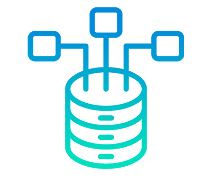 Blue gradient icon of a gear with a wrench crossing through it.