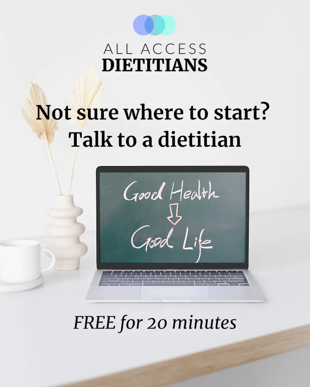 All Access Dietitians is offering FREE 20-minute virtual consultations with our Registered Dietitian Coaches&hellip; so you can get clarity before committing to anything⭐️

Here&rsquo;s what you can expect:
&bull; A no-pressure conversation about you