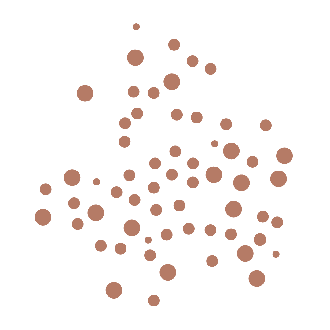 A scattered pattern of various-sized brown dots against a black background.