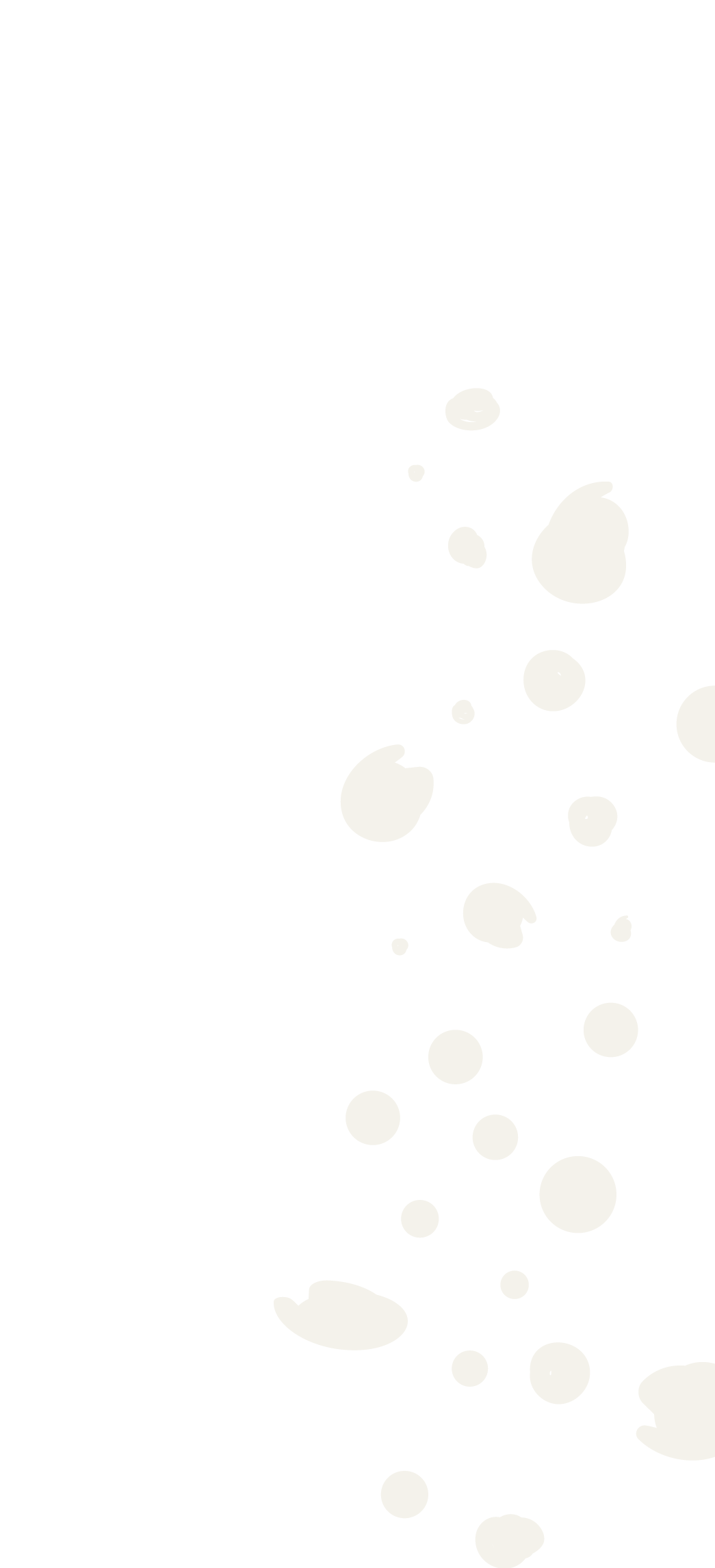 Black background with white bubbles of varying sizes scattered vertically.