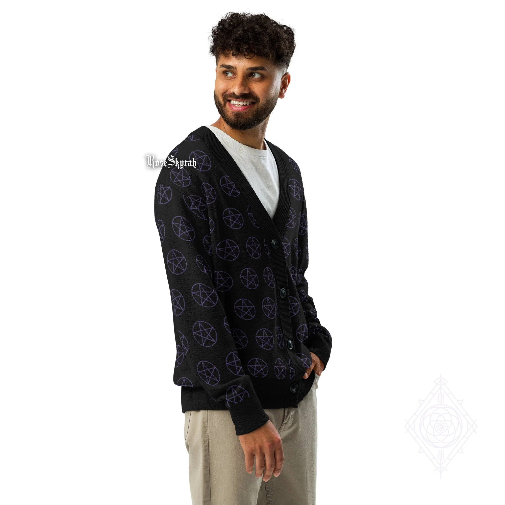 Violet Pentacle Knitted cardigan | ROSE SKYRAH LLC