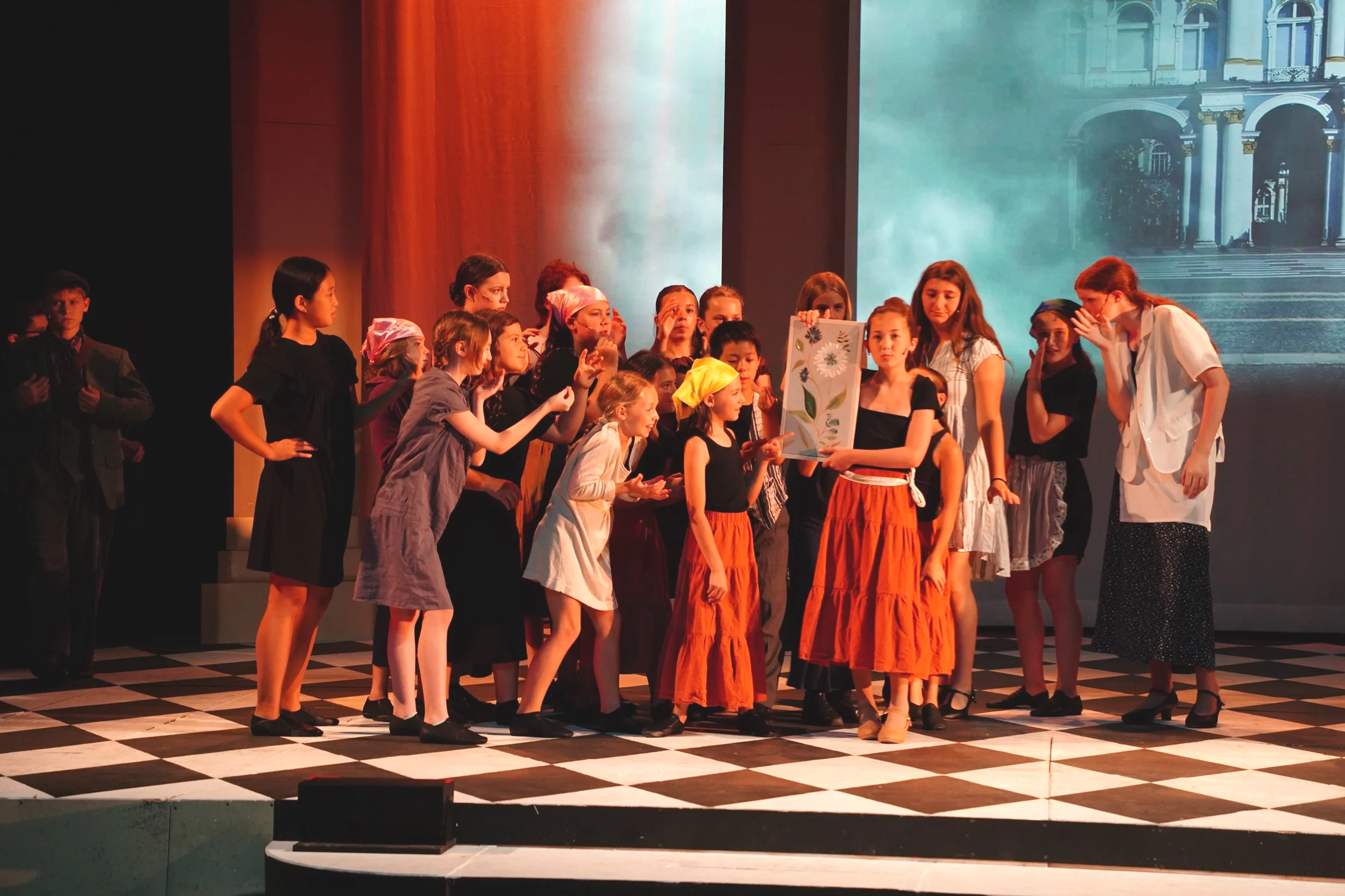 Campers performing a play.