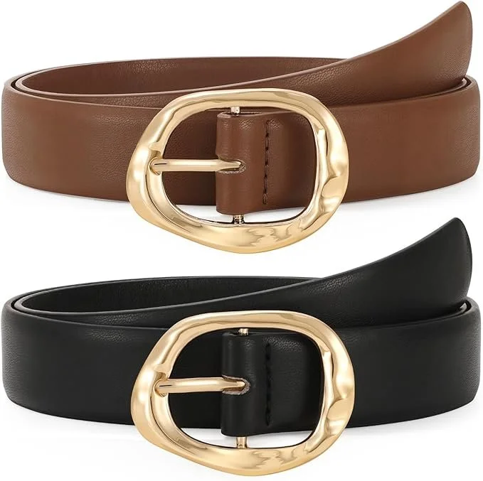 2 Pack Leather Belts with a Touch of Fun