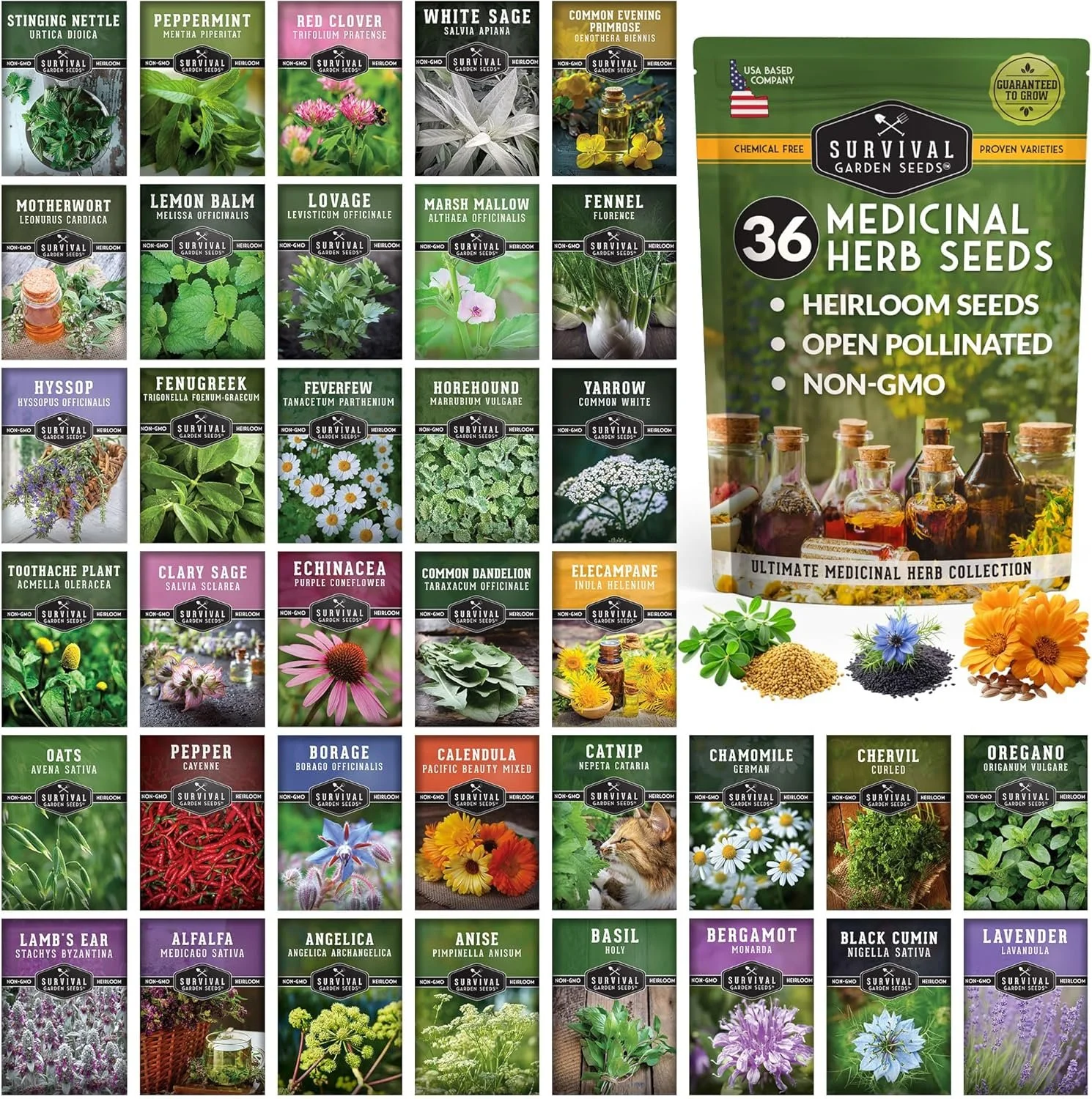 36 Starter Kit for Medicinal Herbs